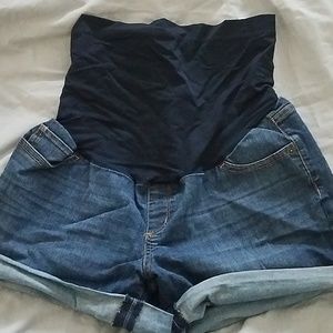 Maternity denim shorts